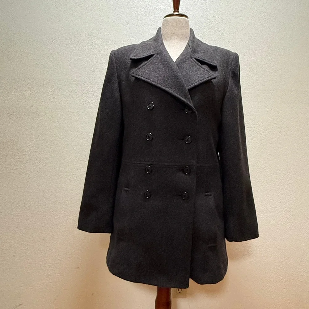 Vingtage Wool Blend Double Breasted Pea Coat Made in USA Coat‎ Women Size Medium